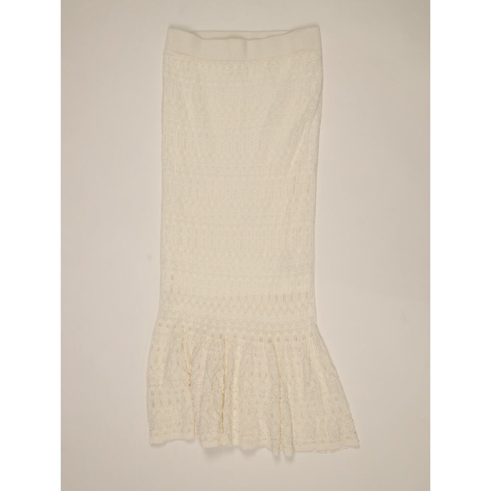 House of Harlow 1960 Ivory Crochet Knit Maxi Skirt Tiered Boho Resort Festival M - Picture 8 of 15